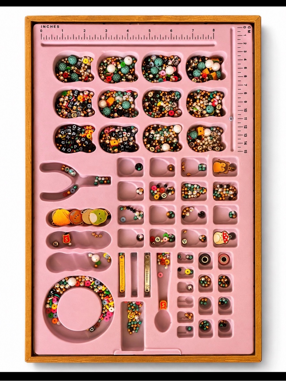 Bead Crafting Kit Tray - Assorted Multicolor Beads- incomplete set